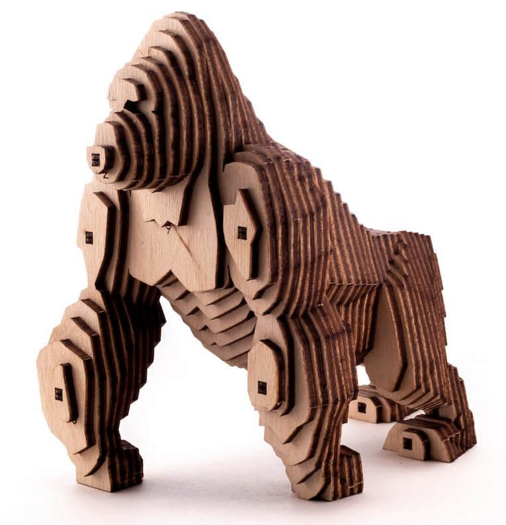 Деревянный конструктор UNIWOOD Горилла с набором карандашей