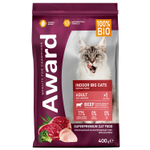 AWARD Indor Big Cats сухой корм для взр.кошек крупных пород говядина/курица/брокколи 400гр