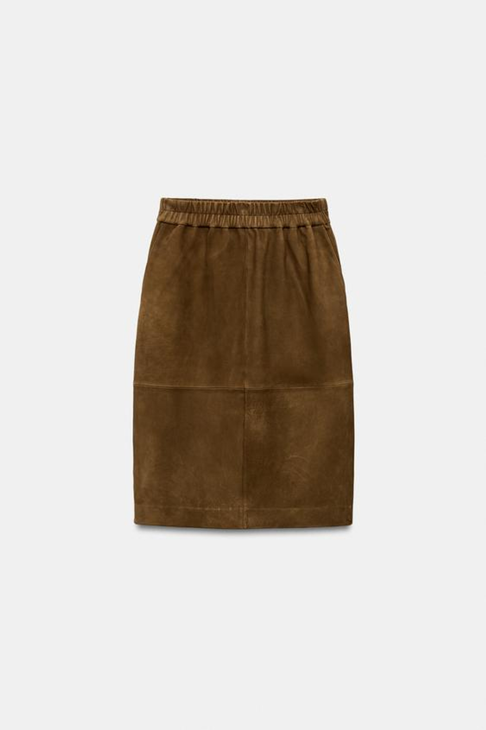 ZARA ЮБКА ИЗ ЗАМШИ — ZW COLLECTION LIMITED EDITION, СВЕТЛО-КОРИЧНЕВЫЙ