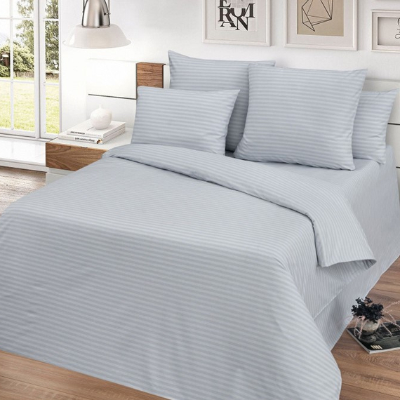 Ткань страйп-поплин 220см/115гр - цв.Светло-серый