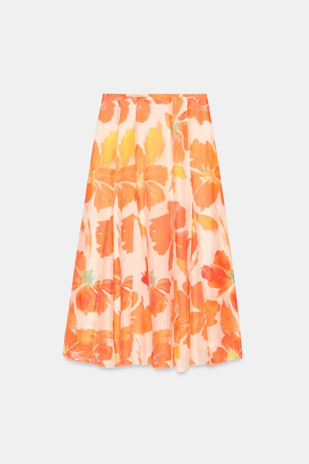 ZARA ЮБКА МИДИ С ЦВЕТОЧНЫМ ПРИНТОМ, РАЗНОЦВЕТНЫЙ