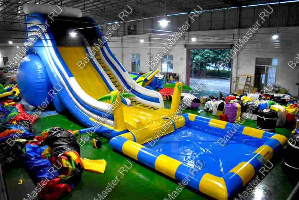 Надувная водная горка с бассейном «Пляжный оазис», 17*6*7 м