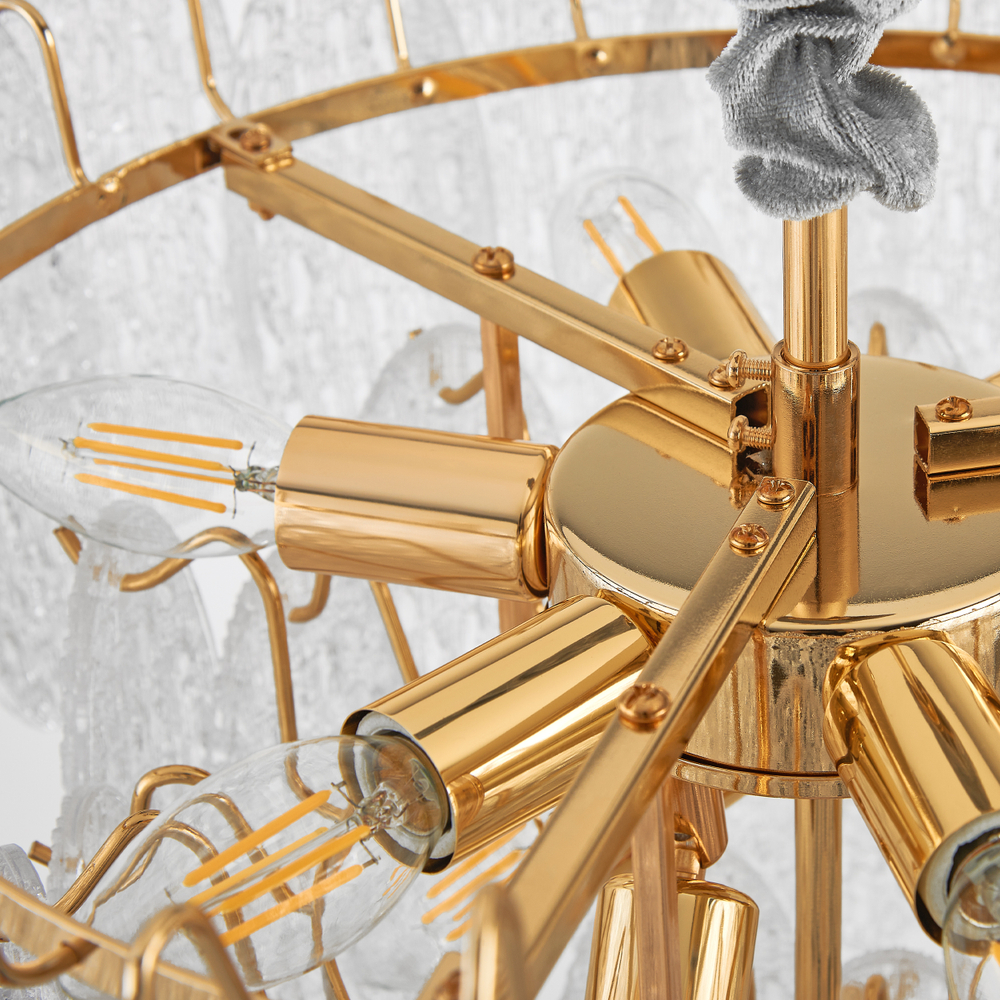 799092 Люстра RETRO 9х8W (led) E14 ЗОЛОТО/ПРОЗРАЧНЫЙ