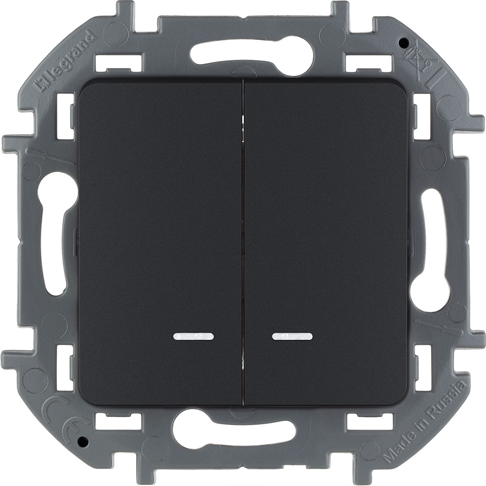 Выключатель 2х-клавишный с подсветкой/индикацией 10А 250В антрацит Inspiria Legrand