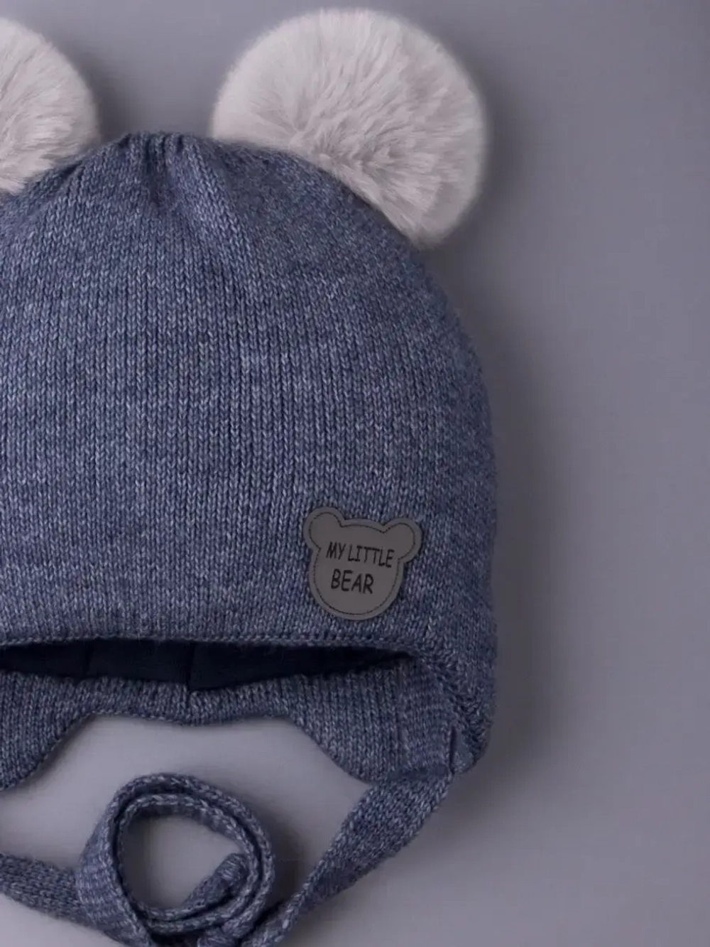 Шапка детская зимняя вязаная с ушками