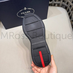 Мужские кроссовки Prada America’s cup кожаные черного цвета
