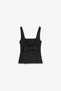 ZARA ТОП С БАНТОМ СЗАДИ, ЧЕРНЫЙ