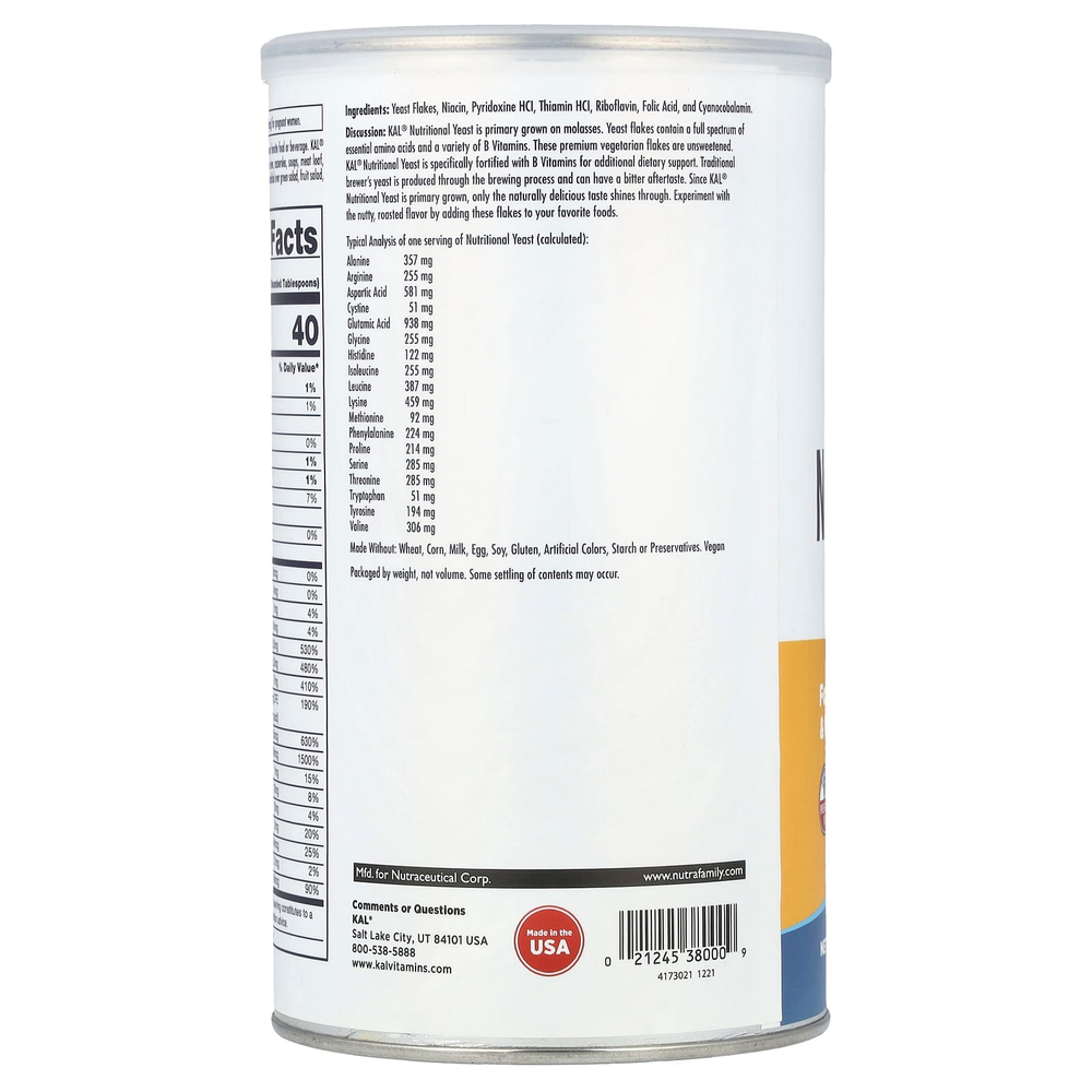KAL, Пищевые дрожжи в хлопьях, 340 г (12 унций)