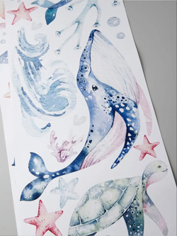 Интерьерные виниловые наклейки большие воздушные шары на стены в детскую, дома, облака, пейзаж