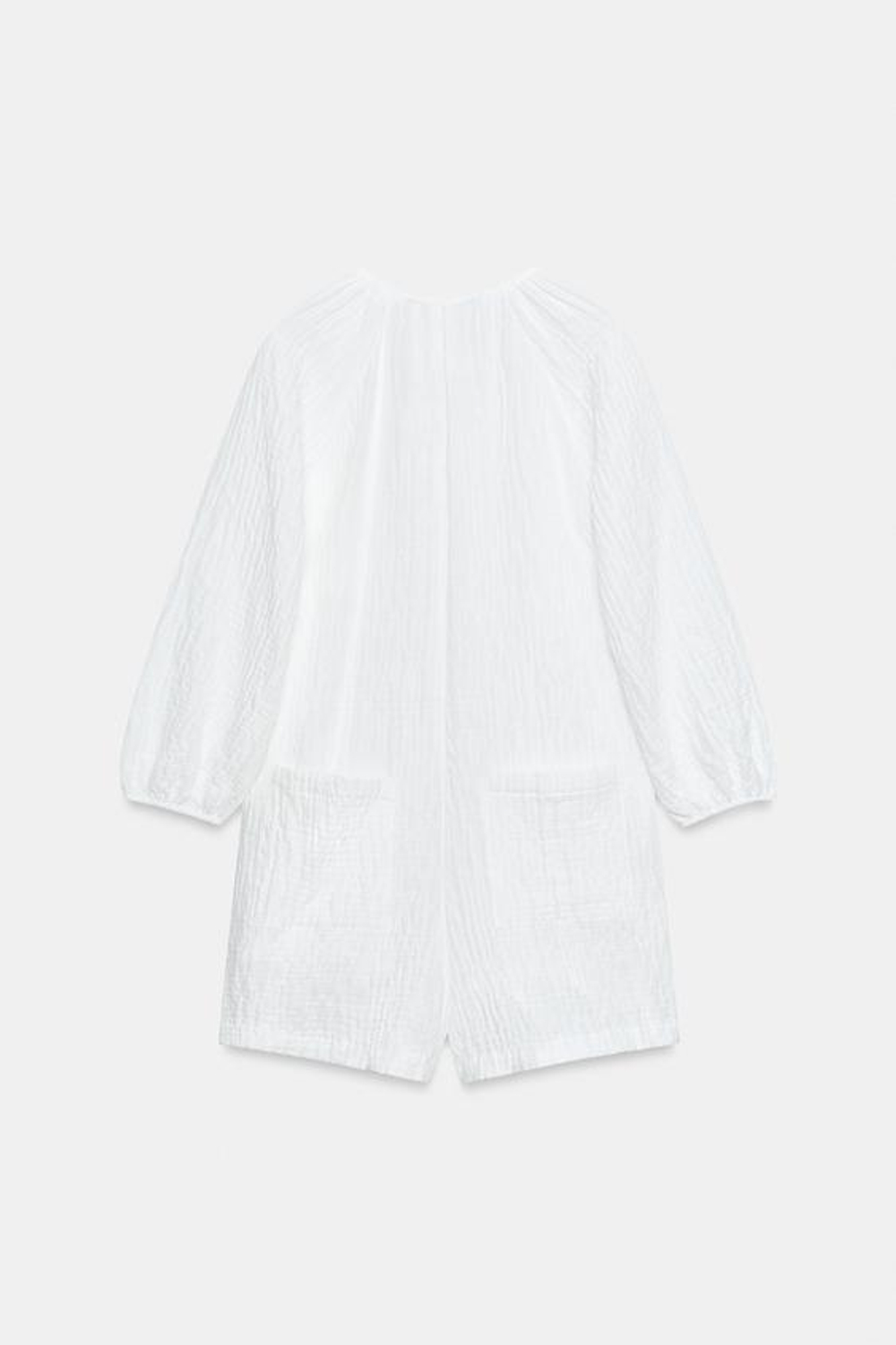 ZARA КОРОТКИЙ КОМБИНЕЗОН В СЕЛЬСКОМ СТИЛЕ, БЕЛЫЙ