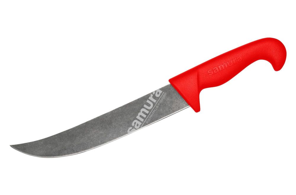 Нож кухонный Samura SULTAN PRO для нарезки, пчак 21,3 см, красный, AUS-8 с галтовкой