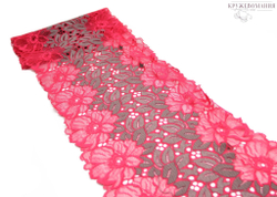 Эластичное кружево, ОПТ, 22 см, ярко-розовый и серый, (Арт: EK-1081), м