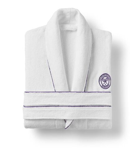 Теннисный халат Wimbledon Cotton Terry Baseline Robe - white/purple