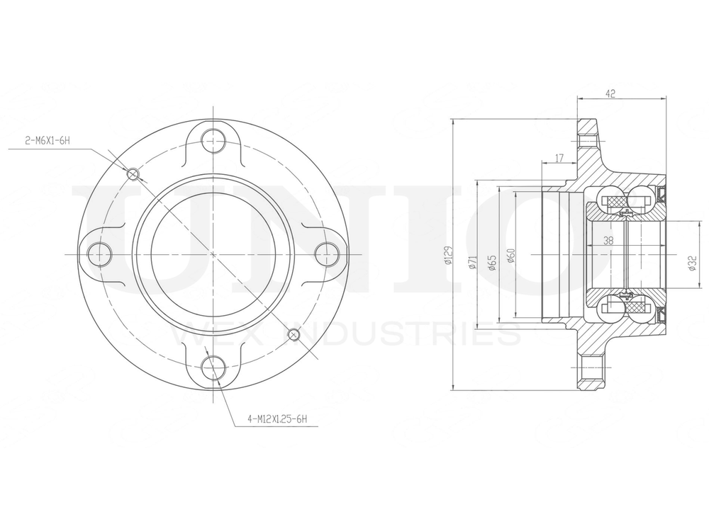 Ступица задняя (без ABS) UNIO HUB-20149