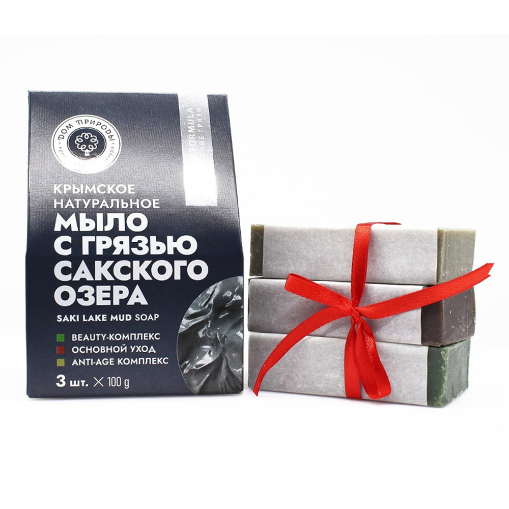 Подарочный набор натурального мыла Домик MED-ФОРМУЛА, Мыло MED-formula: Beauty-комплекс 100г, Основной уход 100г, AntiAge-комплекс100г
