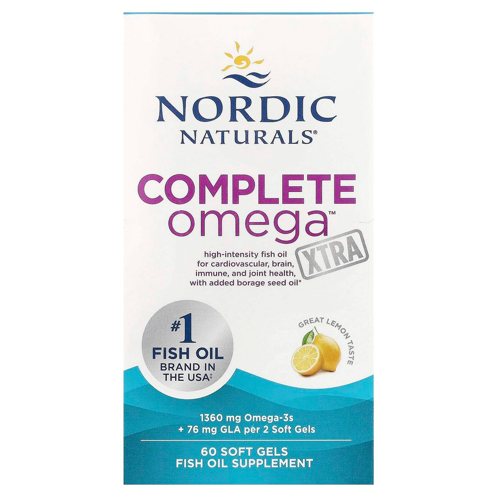 Nordic Naturals, Complete Omega Xtra, со вкусом лимона, 60 капсул (680 мг в 1 капсуле)