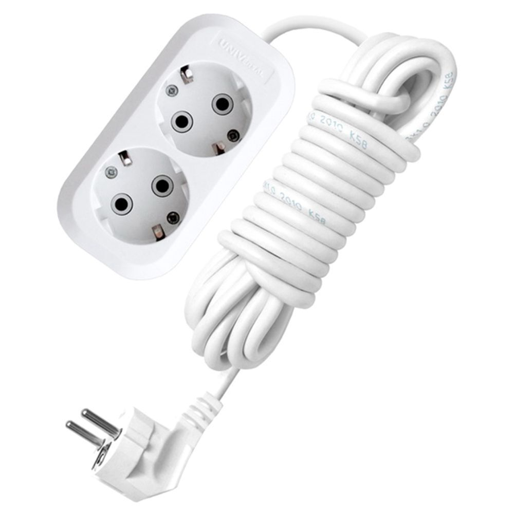 Удлинитель бытовой 2 гн, 7 м, ПВС, 3х1 мм2, с/з, UNIVersal, E-302