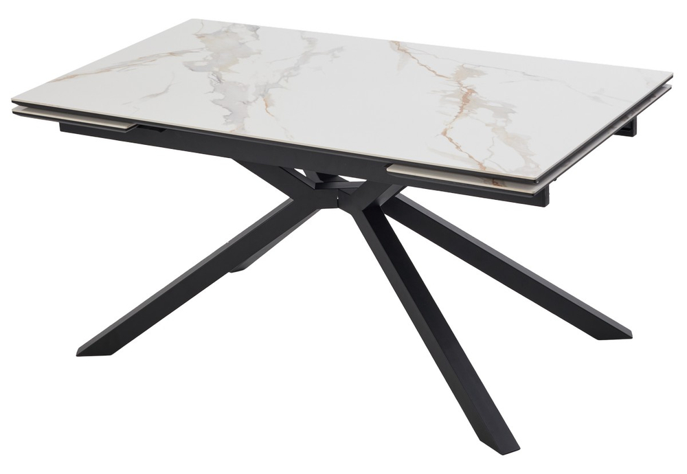 Стол ТАНГО 160 CALACATTA GOLD , керамика / Черный каркас, М-City