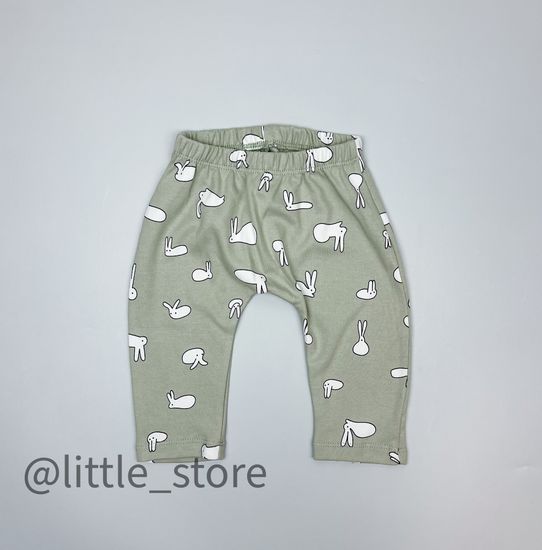 Штанишки хлопковые "Смешные зайки" темно-оливковый