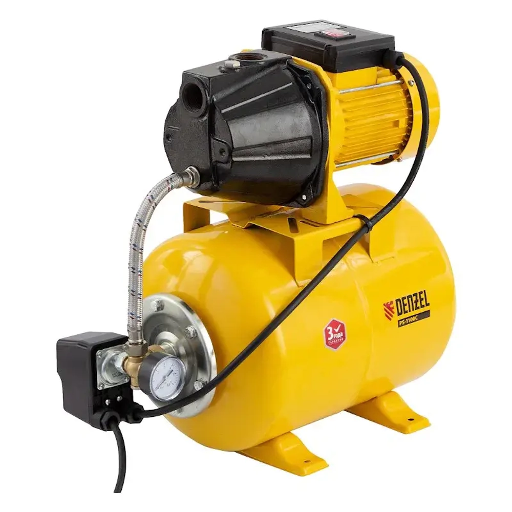 DENZEL PS1100С насосная станция 1100 вт, 4500 л/ч, ресивер 24 л, высота подъема 46 м 97215