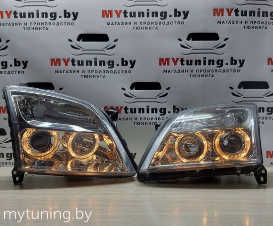 Передние фары angel eyes chrome для Opel Vectra C