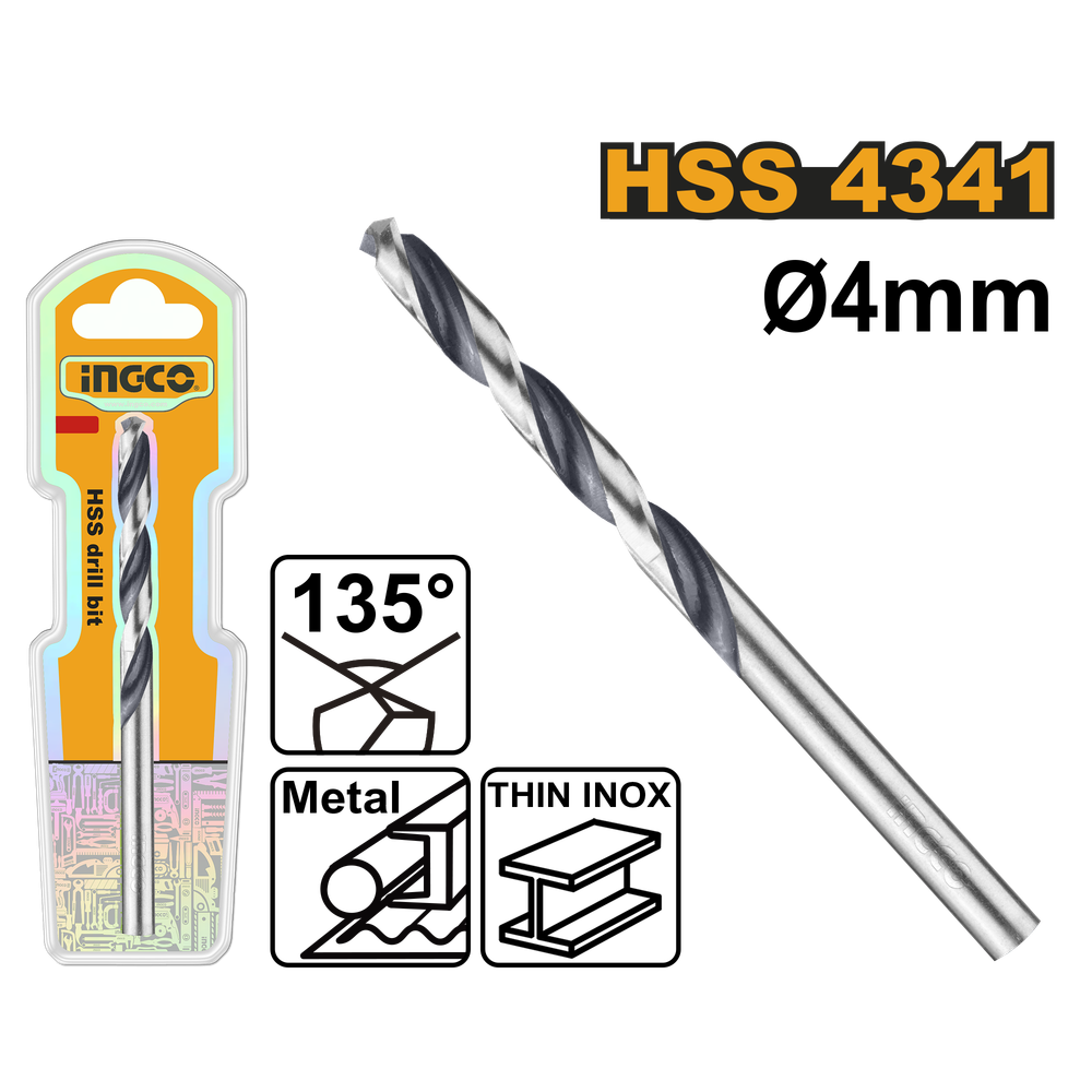 Сверло по металлу 4 мм INGCO DBT1200404 INDUSTRIAL HSS4341 1 шт.