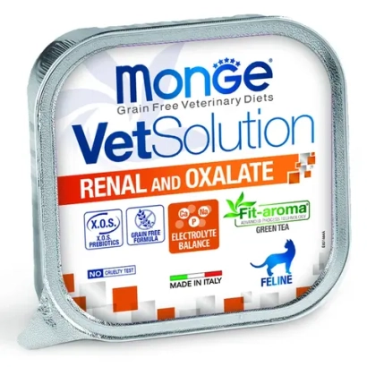 Влажный корм диетический Monge VetSolution Cat Renal and Oxalate Ренал и Оксалат для кошек при ХПН и профилактике образования оксалатов 100 г - 24 шт