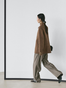 Massimo Dutti Двубортное пальто из смесовой шерсти, кротово-коричневый