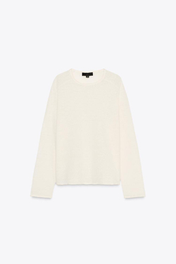 ZARA СВИТЕР ИЗ СМЕСОВОГО ЛЬНА, ЭКРЮ