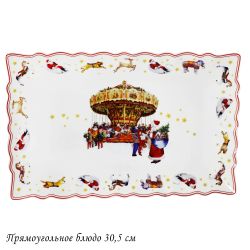 Lenardi 305-174 Прямоугольное блюдо 30,5х19,5х3см НОВЫЙ ГОД в под.уп.(х12)Фарфор