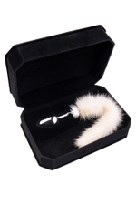 Анальная втулка маленькая с белым хвостом 8,5 см