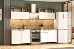 Кухонный гарнитур Монако 2.0 м Серия 2 МДФ с фрезеровкой (Дуб Золотой/Белый матовый)