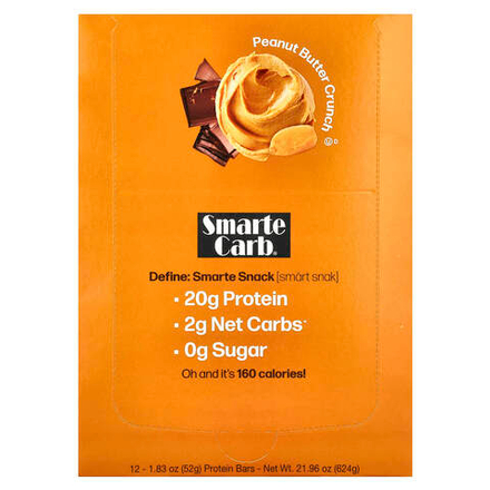 NuGo Nutrition, Протеиновый батончик Smarte Carb®, хрустящая арахисовая паста, 12 батончиков, 52 г (1,83 унции)