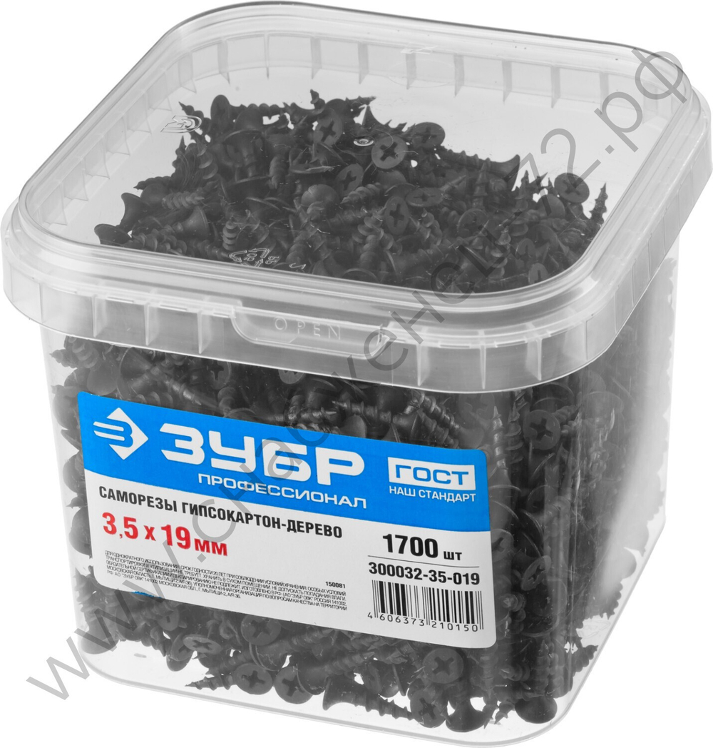 ЗУБР СГД 19 х 3.5 мм, саморез гипсокартон-дерево, фосфат., 1700 шт (300032-35-019)