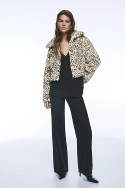 PULL&BEAR Шуба из искусственного меха с анималистическим принтом, разноцветный