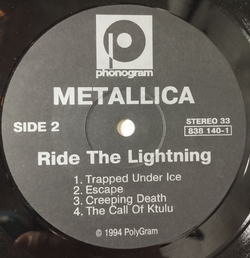 Винтажная виниловая пластинка LP Metallica Ride The Lightning (Россия 1994)