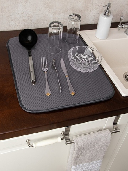 Коврик для сушки посуды DeNASTIA, 38x51, темно-серый