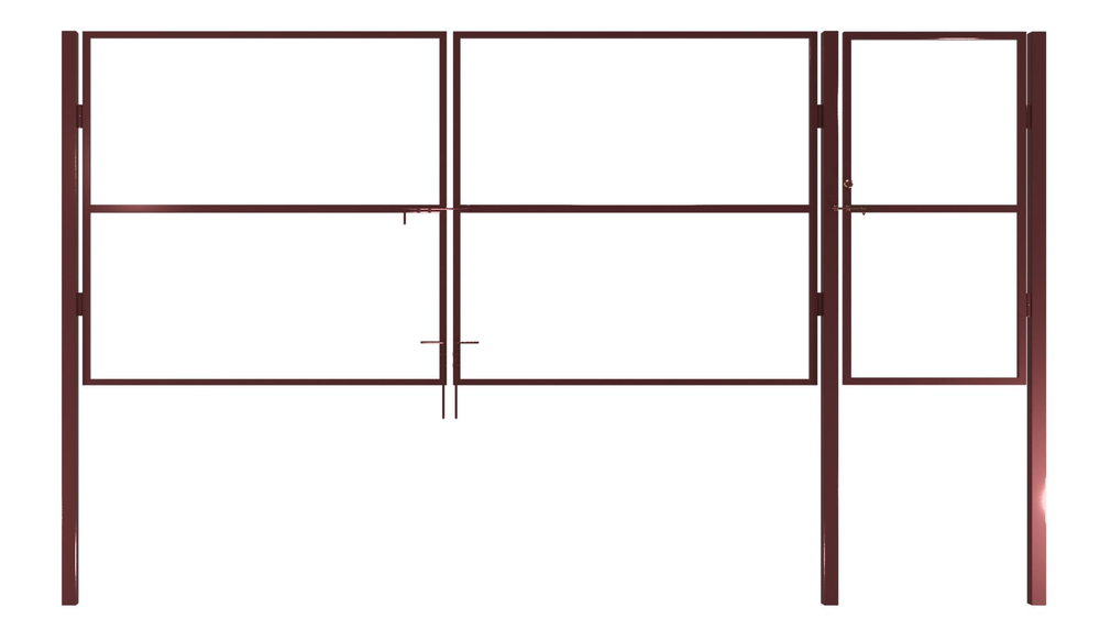 Входная группа (Ворота 4,0х2,0м распашные + калитка 1,0х2,0м), цвет зеленый (только каркас).