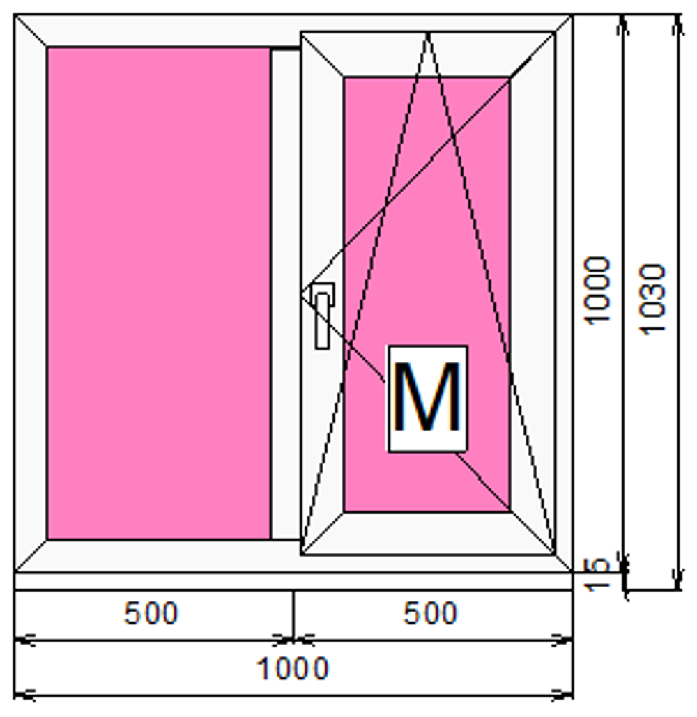 Пластиковое окно 1000 х 1000ТермА Эко