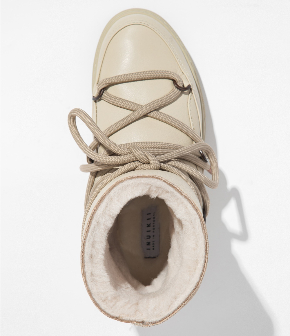 Высокие кожаные кеды INUIKII 75202-087 Sneaker Full Leather Cream на меху