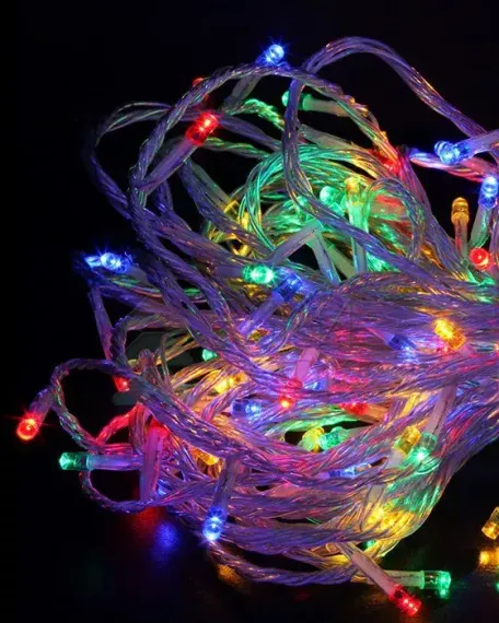 Светодиодная гирлянда с возможностью динамики 20 м., 200 разноцветных LED ламп, 24V., прозрачный силиконовый провод, IP65, Beauty Led (EST200-3W10-1M)