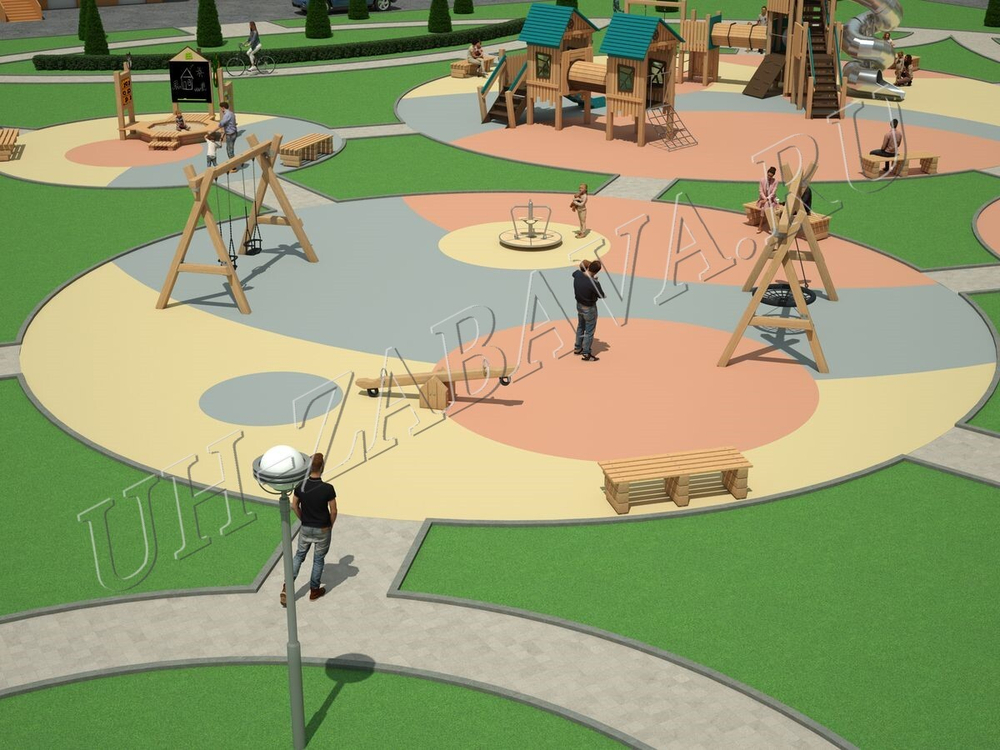Детские площадки серии Эко с элементами благоустройства территории
