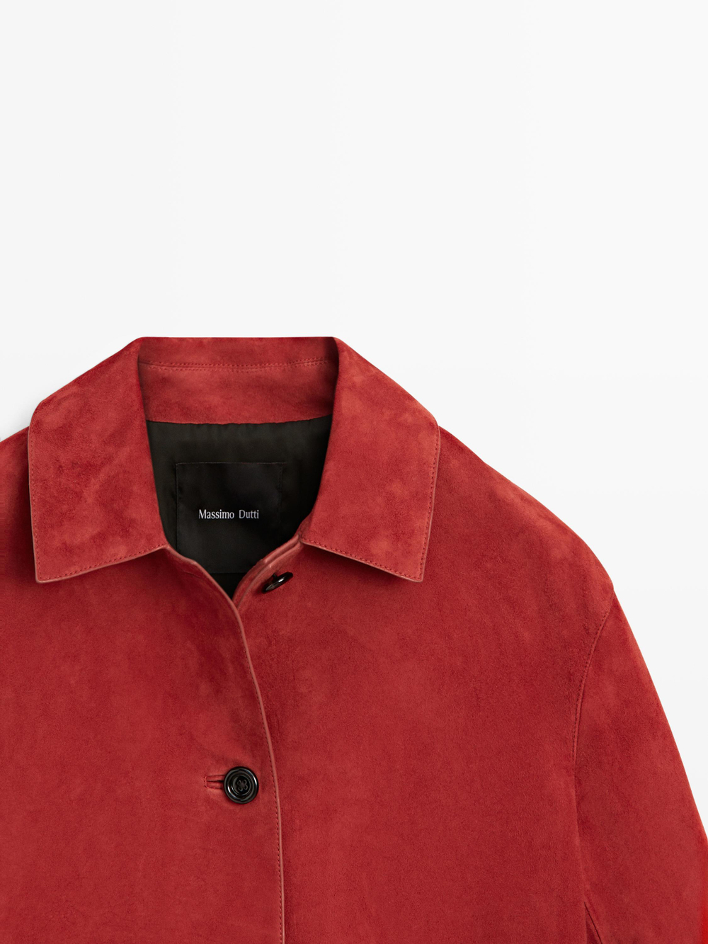 Massimo Dutti Короткая замшевая кожаная куртка, красный