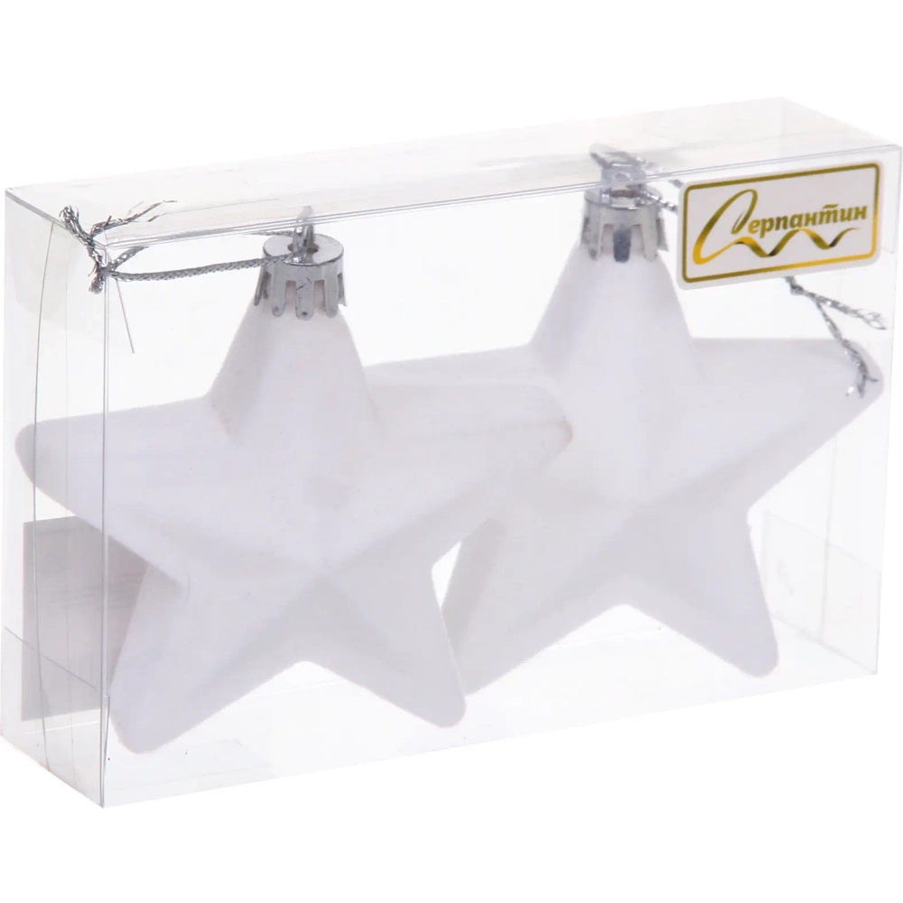 Набор ёлочных украшений VELOUR «Звезда» 8 см (набор 2 шт), Белый