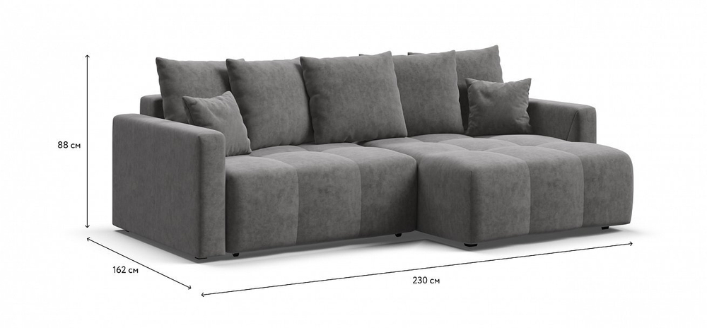 Угловой диван BOSS TREND Велюр Royal стоун