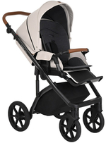 Детская коляска Roan Bass Next Кожа 3 в 1 с автокреслом Avionaut Silver Black RN084/1 Кожа Island Stone /Black