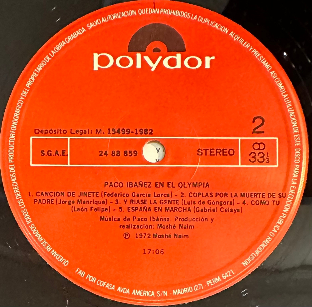 Paco Ibanez - Paco Ibanez En El Olympia (Испания 1982г.) 2LP