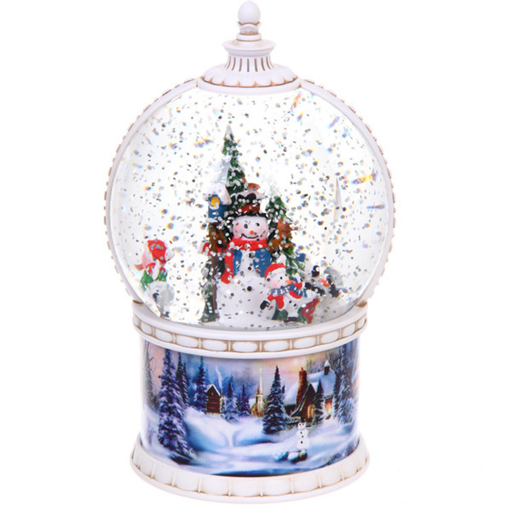 Сувенир с подсветкой «Сказочные друзья» 10*10*16 см, 8 мелодий, подсветка, эффект снегопада (работает от 3*ААА, USB)