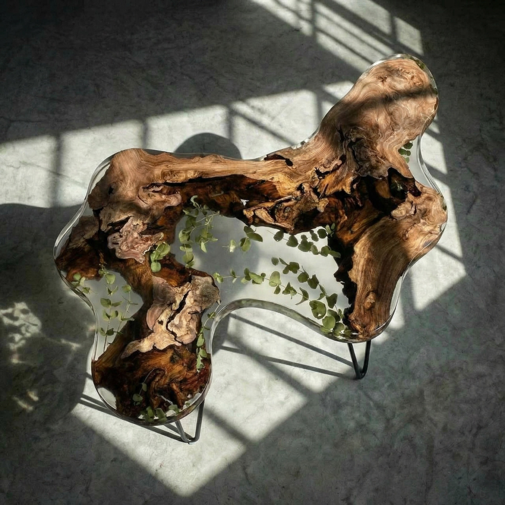 Журнальный столик из карагача со смолой