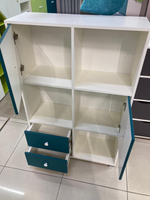 Стеллаж Кубик В2 МДФ белый/аквамарин